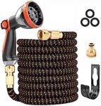 Expandable Garden Hose, Upgraded 3-Layer Latex Hose Pipe, 3/4"&1/2" Metal Connectors, Durable 3450D Weave, No-Kink Flexible Water Hose, 10 Function Spray (50ft/15m)