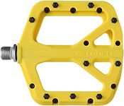 FIFTY-FIFTY Mountain Bike Pedals, Non-Slip MTB Nylon Composite, 9/16" Bicycle Pedals, Lightweight and Wide Flat Platform (Yellow)