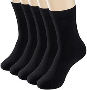 MOSOTECH 5 Pares Calcetines para Hombre y Mujer, Unisex Basic Transpirables Calcetines de Algodón, Cómodos Calcetines de Vestir, Negro, Talla 37-44