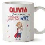 MUGFFINS Personalised Mug for Wife - in English - You are Super! - Funny Custom Gift - Ceramic 11oz Mug