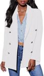 Dokotoo Womens Double Breasted Blazer Jackets Casual Blazers Open Front Long Sleeve Lapel Collar Work Office Jackets Blazer White Medium