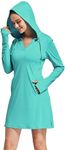 FitsT4 Sports Womens Cover-Up Dress Beach UPF 50+ SPF Sun Protection Long Sleeve Shirts UV Hoodie for Hiking Swimming Fishing Light Green Size XL