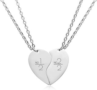 Easyski Best Friends Chains BFF Necklace 2 3 Cute Cartoon Split Heart Matching Friendship Necklaces Gifts for 2 3 Women Teen Boys Girls BFF Sister., Small, Stainless Steel, No Gemstone