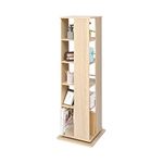 Iris Ohyama, Revolving bookshelf/Creative 360°Rotating Bookcase/Media display rack tower & 5 shelves, Modern & Design, Office,Bedroom,Living Room, Library - Revolving Book Shelf - RBS-5S - Light Brown