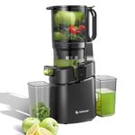 AMZCHEF Cold Press Juicer, 5.8" Self-Feeding Juicer Machines for Whole vegetable & fruit, Masticating Juicers Easy to Clean, High Juice Yield, Large Auger, Triple Strainers - Black