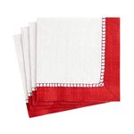 Caspari Entertaining with Linen Cocktail Napkin, Red, Pack of 20