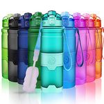 ZORRI Water Bottles, BPA Free Leakproof 32oz 1 litre Water Bottle for Kids|Eco Friendly Tritan Sports Water Bottle for Cycling,Running,Gym,Outdoor|With Fruit Infuser, Bottle Brush|1-Click Flip Top Lid