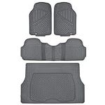 Motor Trend FlexTough Performance All Weather Rubber Car Floor Mats with Cargo Liner – Full Set Front & Rear Odorless Floor Mats for Cars Truck SUV, BPA-Free Automotive Floor Mats (Gray)