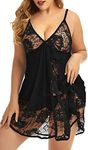 ADOREJOY Chemise Material:mesh and lace Black