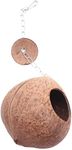 KJKVIVH Natural Coconut Shell Bird Nest House Hut For Pet Parrot Budgies Parakeet Cockatiels Conure Canary Pigeon Cage Rat Gerbil Mice Cage Seed Feeder Toy Nesting Box