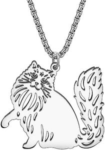 DOWAY Cute Cat Gifts for Cat Lovers Stainless Steel Cat Necklace Pendant 18K Gold Plated Cats Jewelry Gifts for Women Teen Girls Accessories, Medium, Stainless Steel, No Gemstone