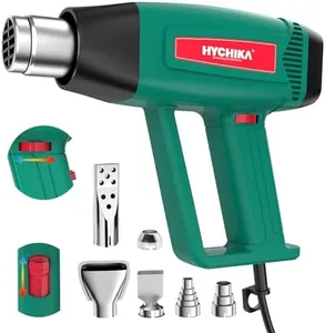 HYCHIKA Heat Gun, 1800W Hot Air Gun Kit with 6 Nozzles 140℉-1112℉ Fast Heating Variable Temp Control, Heat Gun for Crafting, Soldering, Shrink Tubing, Shrink Wrap