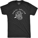 Mens Serial Griller Tshirt Funny Backyard BBQ Cook Chef Summer Grilling Graphic Tee (Heather Black) - 5XL