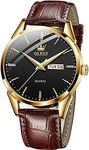 OLEVS Men Watch Brown Leather Strap