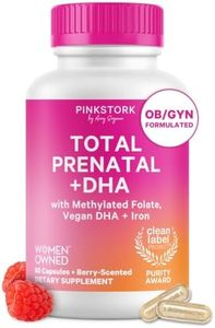 Pink Stork Total Prenatal + DHA, Vegan, No Fishy Burps, 60 Ct, Berry