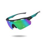 OKNO Eyewearlabs | Vulcans | Polarized Sunglasses For Men And Women | For Sports and Adventure Activities | Green Lens | 100% UV Protection | Wrap Round Sunglasses | Large | SpeedX