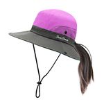 PIGBENGO Women Sun Hat Wide Brim Bucket UPF 50+ Mesh Boonie Cap Outdoor Fishing Hats for Men(B-Purple)