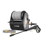 Giraffe Tools Wall Mounted Pressure Washer Plus+, Max 2400 PSI, 2.0 GPM Electric Power Washer with 30M Retractable Hose, 500 ML Foam Cannon, 0°-40°Rotary Nozzle for Cars/Patios, Grey Soft Hose