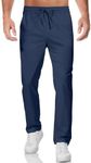 JMIERR Men's Stretch Chino Joggers Pants Business Casual Drawstring Stretch Waist Slim Fit Tapered Cotton Twill Trousers Dress Pants with Pockets, 2XL, Navy Blue