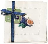 Jolitee Decorative Hemstitch Cocktail Napkins, 6"x6" Washable Linen-Like Cloth Napkins, Handmade for Entertaining and Everyday Use (Watercolor Fruits)