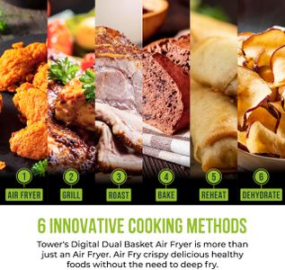 Tower Vortx 8.5L Dual Air Fryer – Two Basket Digital Cooker