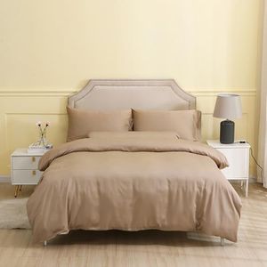 THE MYSTIC LOOM 4 PCS 100% Organic Bamboo Bedding Set - Duvet Cover, 17" Fitted Sheet & Pillowcases | 400 TC Bamboo Fabric, Luxury Hotel Quality | Super Soft & Breathable (Sand, Double)