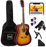 Best Choice Products 41in Full Size Beginner All Wood Acoustic Guitar Starter Set w/Case, Strap, Capo, Strings, Picks - Sunburst