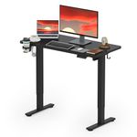 SANODESK 110 * 54 Electric Standing Desk ONE PIECE With Memory Smart Panel Sit Stand Table With Hooks and Cupholder for Home Office (Black Frame+ Black Desktop)