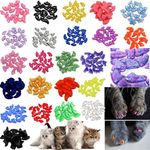 JOYJULY 140pcs Cat Nail Caps Kitten Caps 4 Glitter Colors + 10 Colorful Cat Nails Caps Covers + 7 Adhesive Glue + 7 Applicator with Instruction