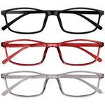 URAQT Blue Light Blocking Glasses, Lightweight Computer Glasses, 3 Pack Anti Eyestrain & UV Glare Gaming Eyeglasses, Comfortable Designer Style Readers Clear Lens Reading Glasses for Women and Men