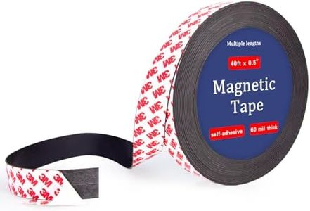 Magnetic Tape Roll 40 Feet,3M Self Adhesive Backing,Flexible Sticky Magnet Strips for Lightweight Craft DIY Projects, Whiteboards and Fridge Organization, (0.5" Wide x 0.06" Thick)