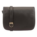 Lloyd Baker Genuine Leather Crossbody Bag, Soft Shoulder Handbag with Adjustable Strap, Compact Size with Multiple Compartments, Nahan (BLACK)