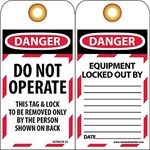 NMC LOTAG10-25 DANGER DO NOT OPERATE THIS TAG & LOCK TO BE REMOVED ONLY BY THE PERSON SHOWN ON BACK Tag – [Pack of 25] 3 in. x 6 in. Vinyl 2 Side Danger Tag