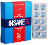 30 INSANE X Premium 100mg Ultra Blue Pills Men Fast-Acting Strength Herbal Supplements Male Enhancing Power Extra Strong Supplement Pill UK Tablets Stronger Prolonged Performance Energy Stamina
