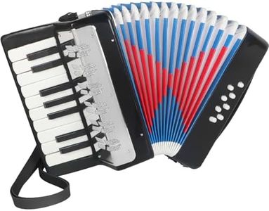 Lotkey 17 Key Piano Accordion, 8 Bass Kids Accordion, Celluloid Body, Metal Cover Accordions Louder Clearer Timbre Than Plastic, Lightweight Design for Children, Beginners to Practice (Black)
