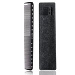 HYOUJIN605 Black Carbon Fine Cutting Grip Comb,Sassoon Style Comb,Master Barber Comb with shallow,coarse and fine tooth-14 holes for meauring device-Barber Shop Use-Anti static,Heat Resistant