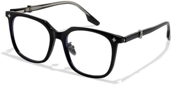 Chicid Oversized Blue Light Blocking Glasses with Chic Square Frame Metal Temple for Women Men