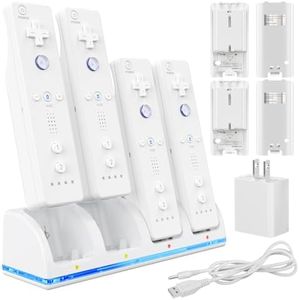 KEKUCULL Remote Controller Charger Station for Wii/Wii U with 4 Pack 2800mAh Rechargeable Battery Pack, Controller Charging Dock Station for Wii Controller, Remotes are not Included