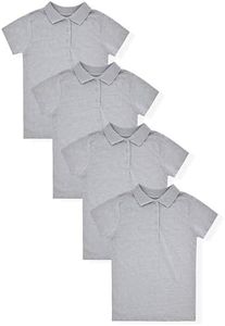 Studio 3 Girls' 4-Pack Soft Jersey Short Sleeve Polo Shirts, Heather, 10/12