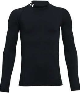 Under Armour Boys' ColdGear Armour Mock Long Sleeve T-Shirt, Black (001)/White, Youth Small