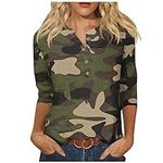 Camouflage Shirts for Women 3/4 Sle