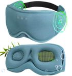 LC-dolida Bluetooth Sleep Mask Headphones Natural 3D Bamboo-Cotton Sleep Headphones | Zero Pressure Eye Mask & 100% Blackout for Side Sleepers,Travel & Office Nap Gift | Comfortable Night Sleep