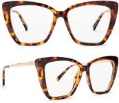 DIFF Becky IV Designer Cat Eye Computer Blue Light Blocking Glasses for Women, Amber Tortoise