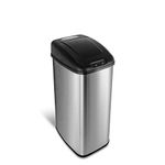 Nine Stars DZT-50-6 50 Litre/13.2 gal Stainless Steel Motion Sensor Bin, Silver Black