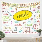 Math Equation Tapestry Math Geometry Science Tapestries for Boys Girls Teens Math Theme Wall Tapestry Mathematics Formula Wall Hangings Kids Youth School Educational Dorm Room Decor,59”X59”