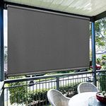 Amagenix Outdoor Roller Shades 4'(W) x 8'(H), Exterior Cordless Patio Shades Roll up Outdoor Blinds for Porch Gazebo, Gray