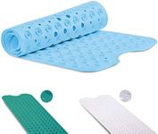 Non-Slip Bath Mat with Suction Cups, GVTECH 100x40cm/40x16in Extra Long Bathtub Mats | Anti-Mould, Machine-Washable, Latex-Free | Shower Mat Ideal for Elderly & Children (Blue)