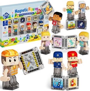 burgkidz Magnetic Figures for Tiles: 24PCS Role Play & Story Set