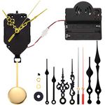 Quartz Pendulum Trigger Clock Movement Chime Music Box Completer DIY Wall Mechanism Repair Parts Replacement with 4 Pairs of Spades, Fancy, Straight Clock Hands, 6/25 in Max Dial Thickness