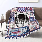 Domgoge Baseball Throw Blanket for Men Teen Boys Baseball Blankets and Throws for Adult Soft Flannel Fleece Cozy Blanket Bed Couch Sofa Blankets for Sport Fans Birthday Gift, 150cm x 200cm